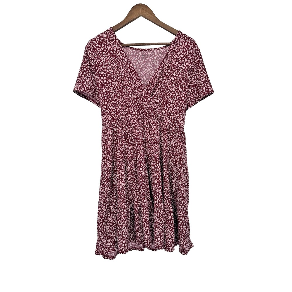 Y2K Sundress Vintage Wrap Summer Dress ditzy Floral Red  tie back babydoll 1X